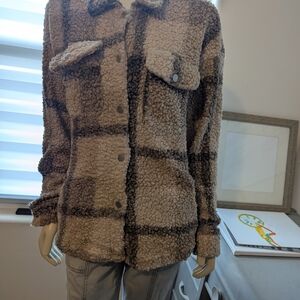 HYFVE Brown Plaid Teddy Jacket